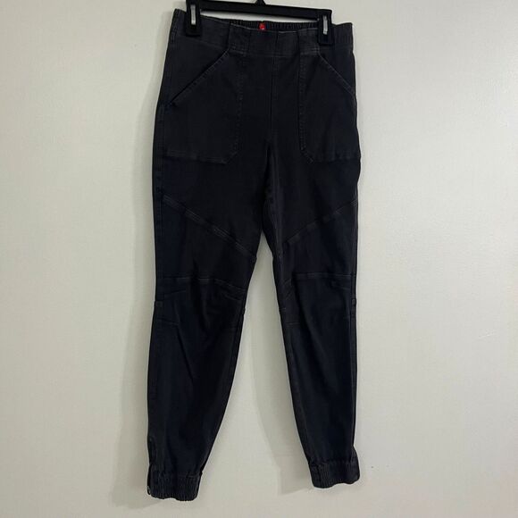Spanx Pants - SPANX Womens Cargo Joggers Stretch Twill Charcoal Gray Cargo Zip Ankles Size L